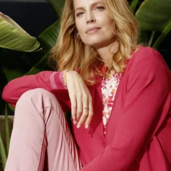 Deutschland Fashion Verkaufs-Shop -Deutschland Fashion Verkaufs-Shop cardigan in feinstrick farbe rot koralle groesse 038 1