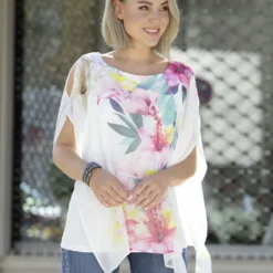 Doppellagiges Shirt Mit Chiffon-Überwurf