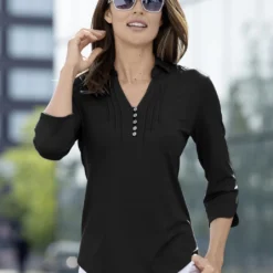 Shirt-Tunika Mit Polokragen -Deutschland Fashion Verkaufs-Shop shirt tunika mit polokragen farbe schwarz groesse 046