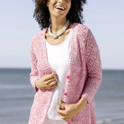 Strickjacke Aus Melangegarn -Deutschland Fashion Verkaufs-Shop strickjacke aus melangegarn farbe hummer weiss groesse 050 1