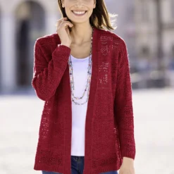 Strickjacke In Feinem Netzstrick