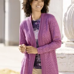 Deutschland Fashion Verkaufs-Shop -Deutschland Fashion Verkaufs-Shop strickjacke mit zartem ajourdessin farbe beere groesse 038 1